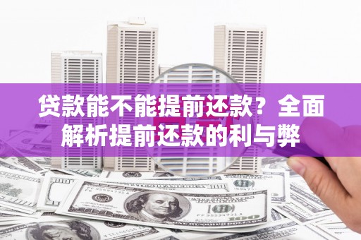三水贷款能不能提前还款？全面解析提前还款的利与弊