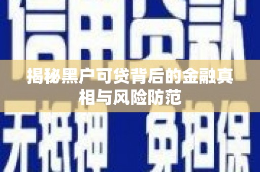 三水揭秘黑户可贷背后的金融真相与风险防范