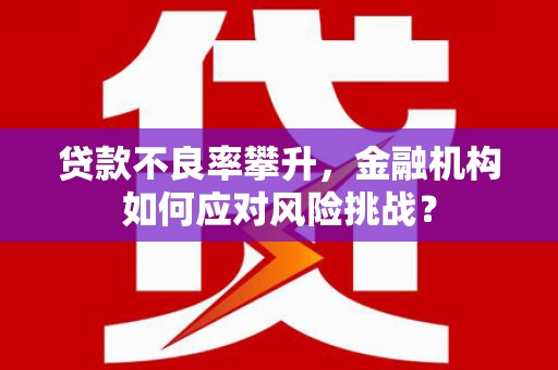 三水贷款不良率攀升，金融机构如何应对风险挑战？