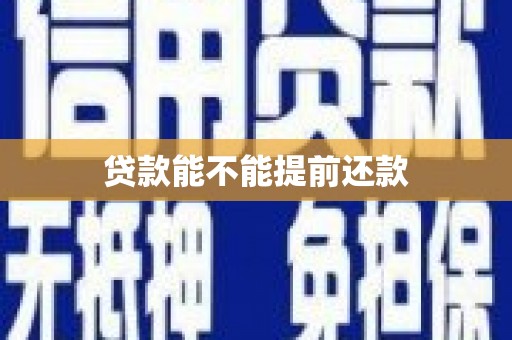三水贷款能不能提前还款