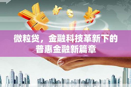三水微粒贷，金融科技革新下的普惠金融新篇章