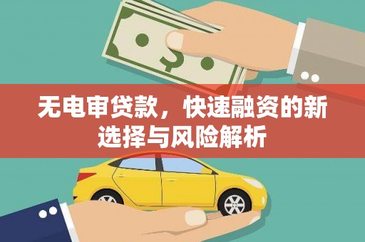 三水无电审贷款，快速融资的新选择与风险解析