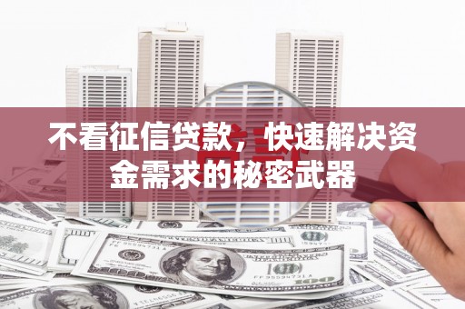 三水不看征信贷款，快速解决资金需求的秘密武器