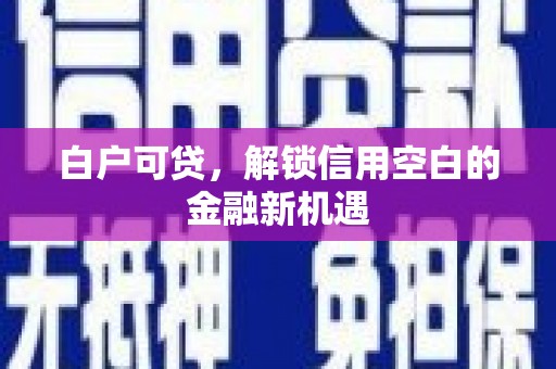 三水白户可贷，解锁信用空白的金融新机遇