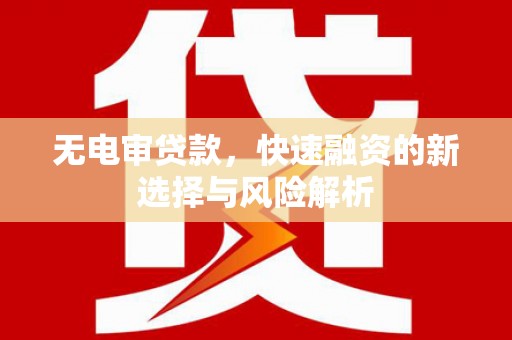 三水无电审贷款，快速融资的新选择与风险解析