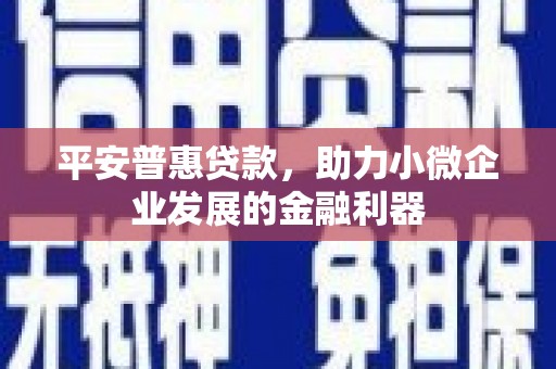 三水平安普惠贷款，助力小微企业发展的金融利器